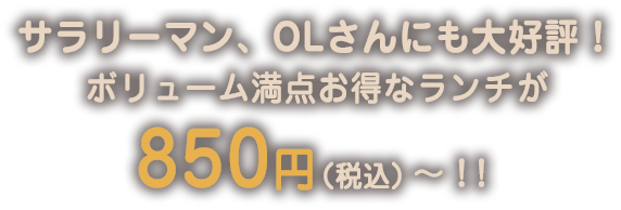 お得なランチが850円（税込）～！！